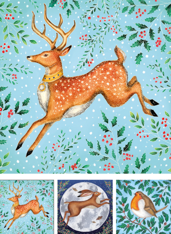 Christmas Animals in Winter (20 Christmas cards of 4 Designs)