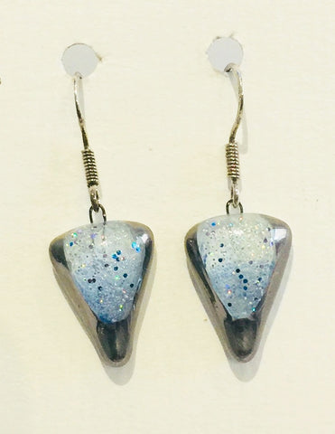 Light Blue-White Celtic Glitter Earrings (A196b)
