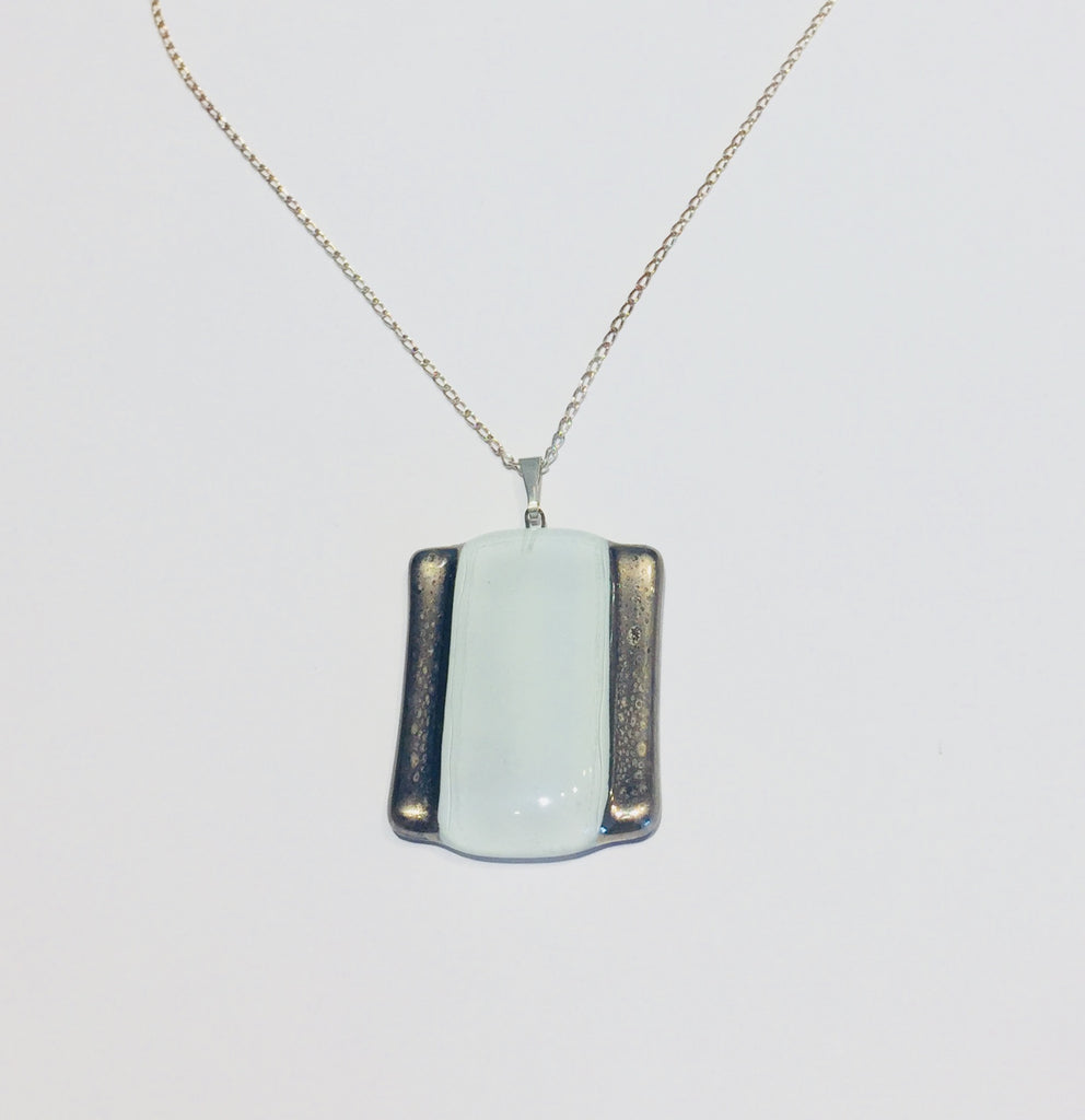 White Platinum Rectangle Pendant 1 (A137)