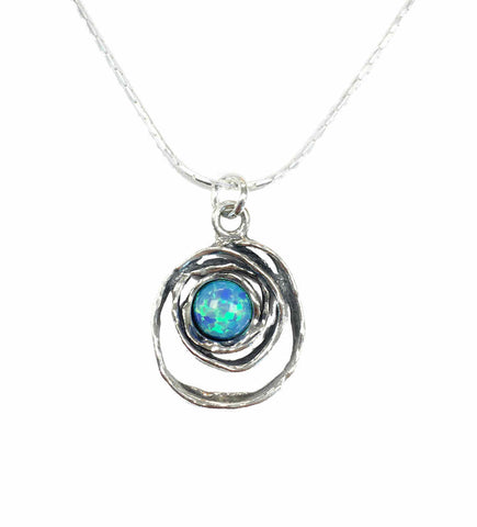 Round Pendant with Opal