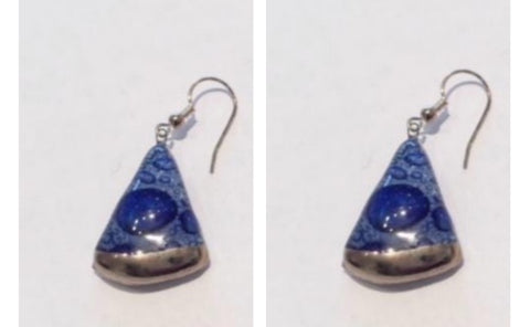 Blue Triangular Bubble Earrings