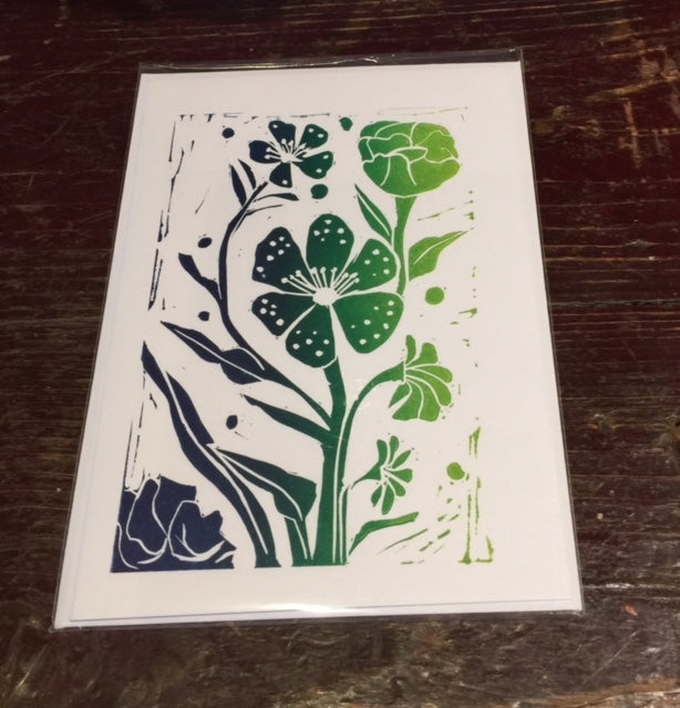 Multi Flowers Card (Green)