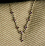 Diamond-shaped Amethyst Gem Necklace (CH32)