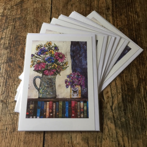 Books and Flowers (card)