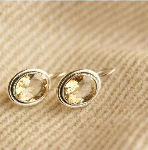 Citirine Oval Sterling Silver Earrings (CH26)