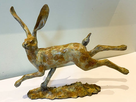 Solo Hare I. Solid Bronze Sculpture (LF07)