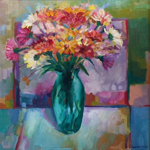 Flower Study with Green Vase