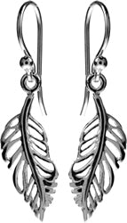 Silver Feather Design Earrings