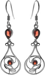 Art Nouveau Teardrop Earrings (Garnet)