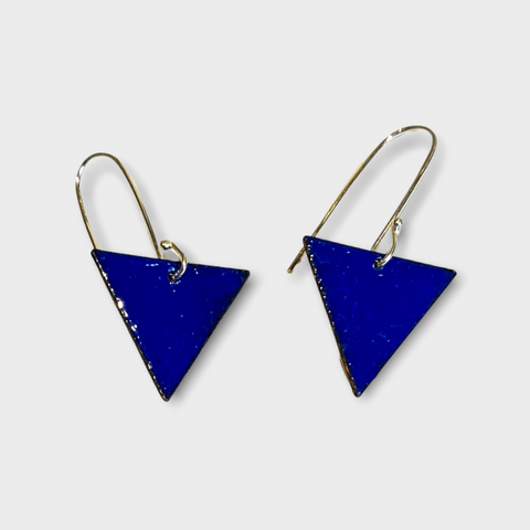 Triangle Enamel Earrings (Deep Blue) JM27
