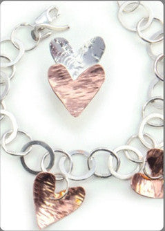 Silver with Copper Hearts Bracelet