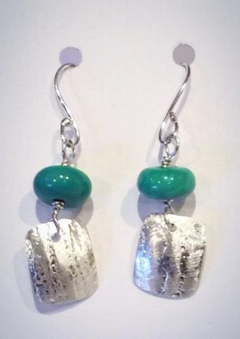 Turquoise Silver Rectangle Earrings