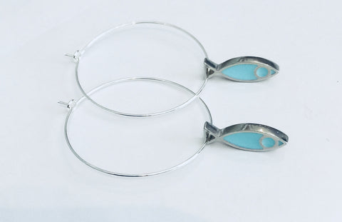 Fish Hoop Earrings (Turquoise) LG40