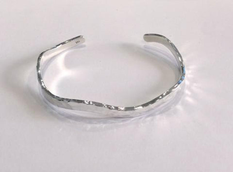 Hammered Silver Cuff Bangle