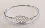 Silver Bangle with Leaf