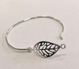Silver Bangle with Leaf