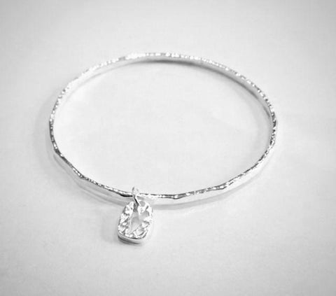 Silver Bangle with Heart Motif