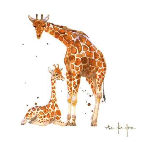 Giraffe Mum and Baby (card)