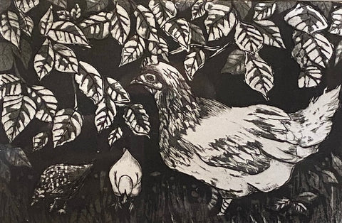 Hen and Chicks 3/25, Etching Print (CM07)