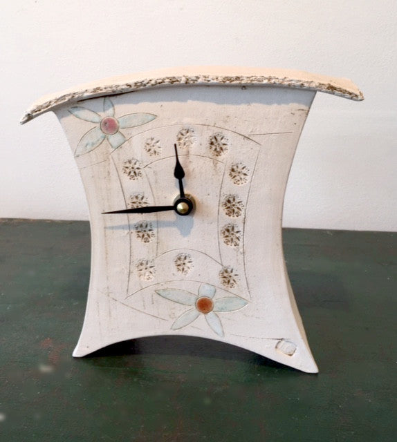 Small Mantel Clock with Flowers