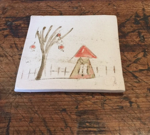 Ceramic Coaster (House with Tree)