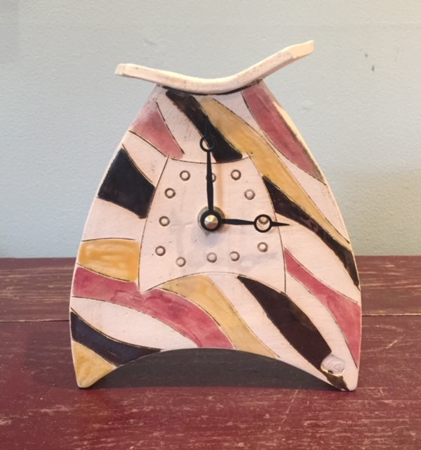 Rounded Ceramic Clock with Stripes