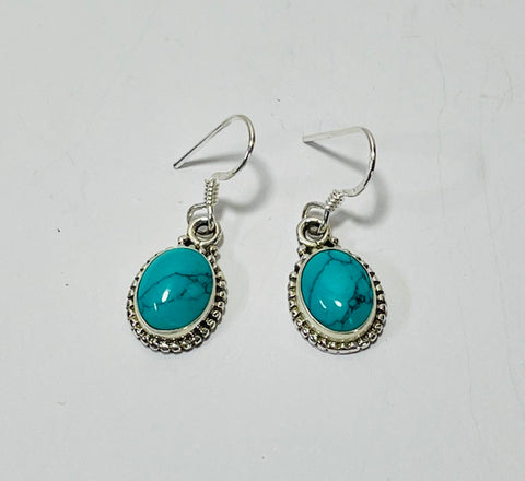 Tibetan Turquoise Drop Earrings (PG11)