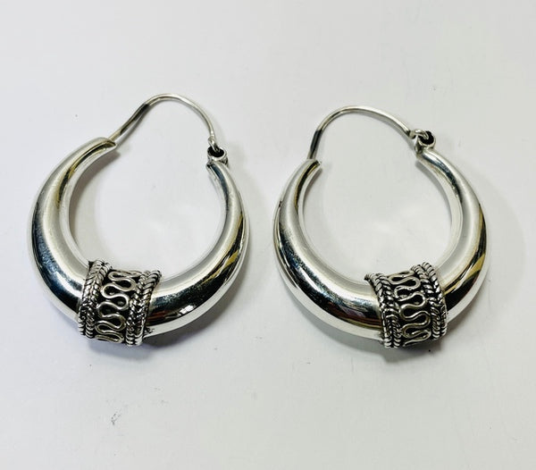 Silver Hoop earrings, Celtic design (PG06)