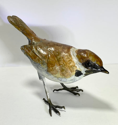 Sparrow, Medium. Solid Bronze Sculpture (LF18)