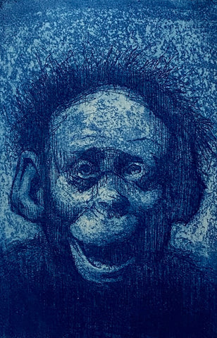 'Blue Monkey' (2/25) Etching Print by Nick Logan