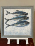 Triple Mackerel. Acrylic, framed (R01)