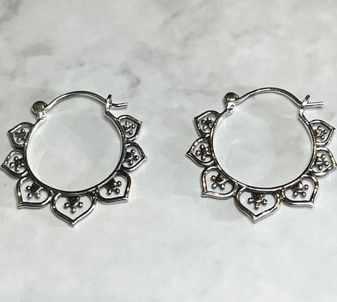 Creole style Hooped Silver Earrings (KM69)