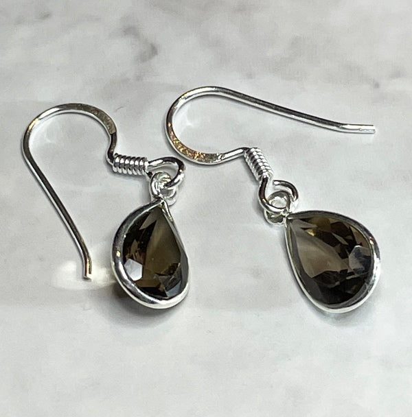 Smoky Quartz Teardrop Earrings (KM88)