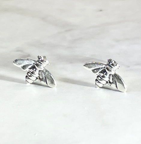 Silver Bee Stud Earrings (KM77)