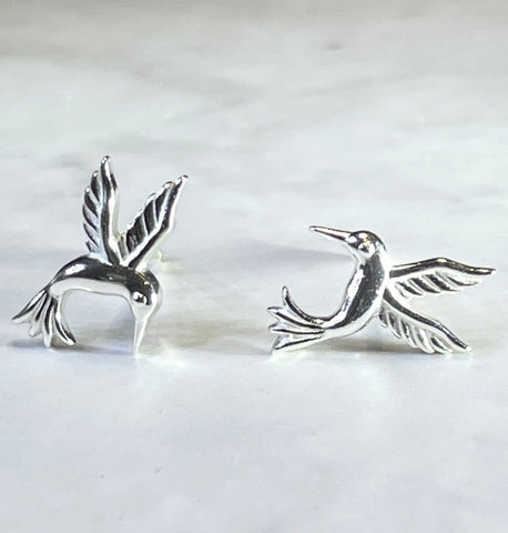 Silver Hummingbird Stud Earrings (KM78)