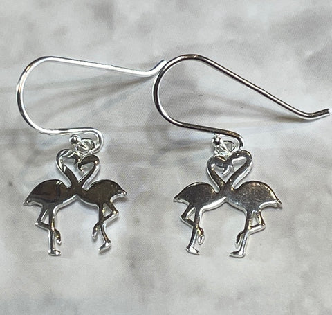 Pair of Flamingos Silver Earrings (KM66)