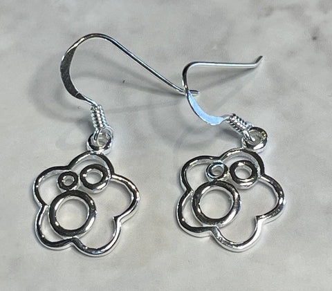 Silver Flower & Circles Hook earrings (KM86)