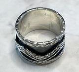 Wide Oxidised Silver with Zigzag twizzel Ring (KM53)