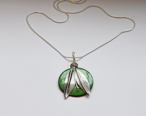 Round Enamel Pendant (Dark Green)