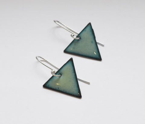 Triangle Enamel Earrings (Pale Green) JM20