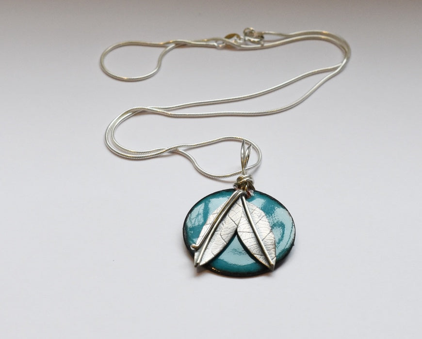 Round Enamel Pendant (Teal)