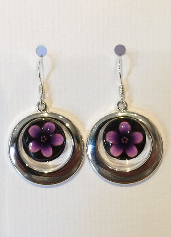 Pink Violet Flower Earrings