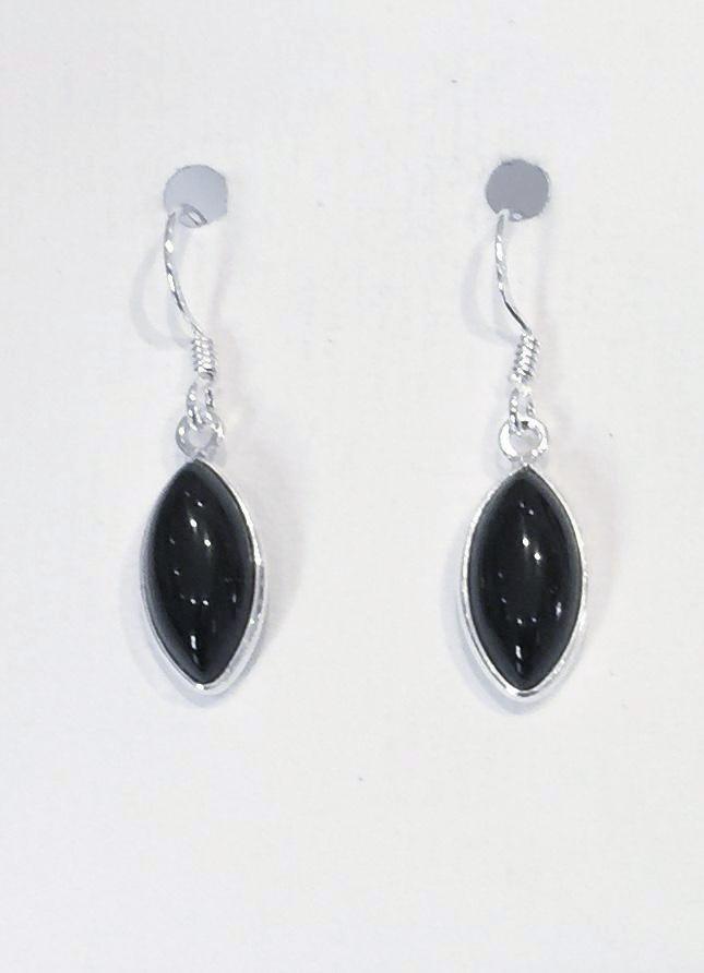 Oval Marquis Earrings (Black Onyx)