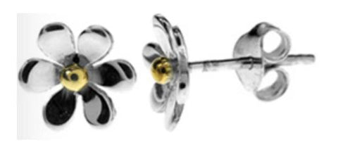 Silver & Yellow Vermeil Flower Studs