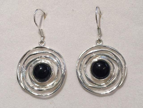 Multi Circle Onyx Earrings