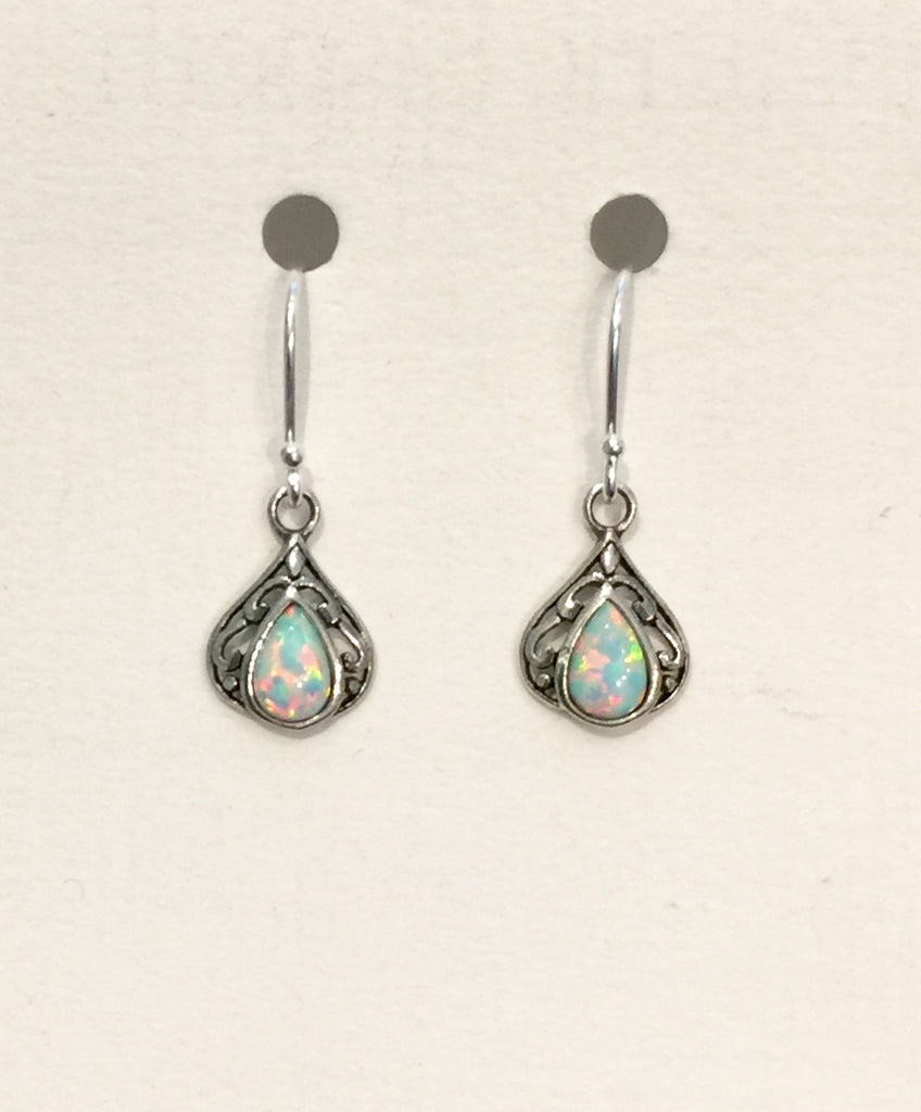 Teardrop White Opaline Earrings