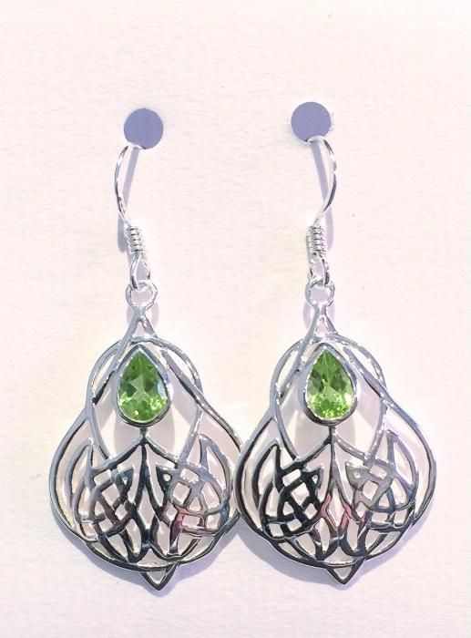 Art Nouveau Floral Style Earrings (Peridot)