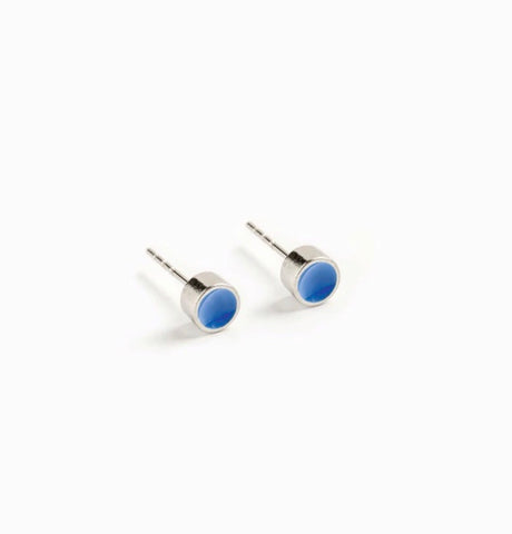 Round petite Stud Earrings Chloe-Blue (LG79)
