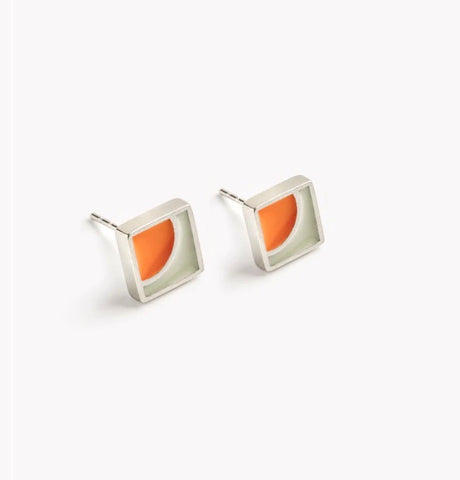 Square Stud Earrings Solva-Orange (LG75)
