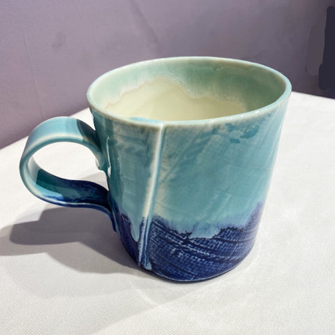 Large Mug, Turquoise Blue & White (LH13)
